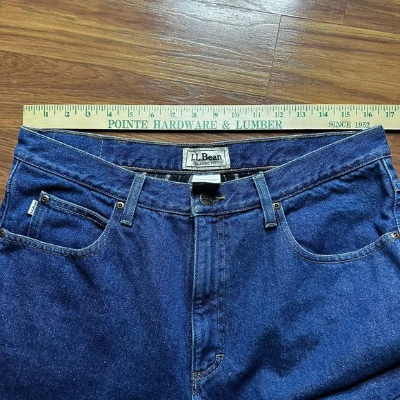 Vintage LL Bean Flannel Lined Jeans Mens 34x32 Straight Leg Denim Y2K Grunge - Picture 2 of 11
